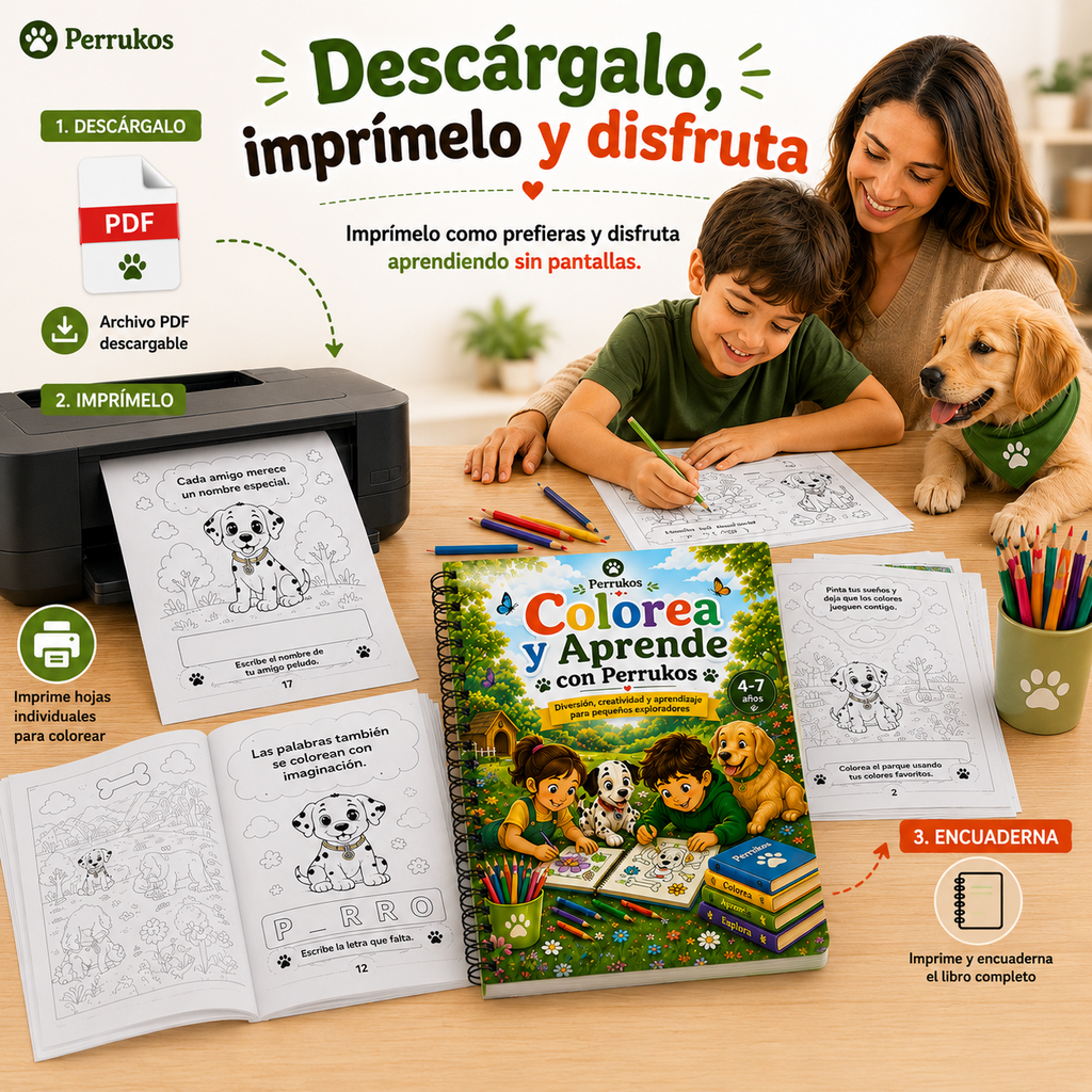 Colorea y Aprende con Perrukos - Digital