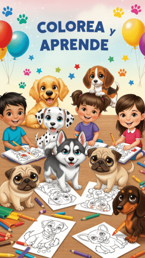 Colorea y Aprende con Perrukos – (30 Dibujos PDF)