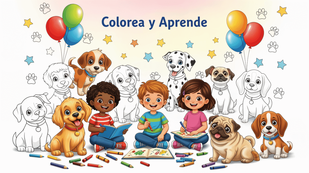 Pack de 30 dibujos exclusivos de Perrukos en PDF imprimible, con actividades infantiles imprimibles